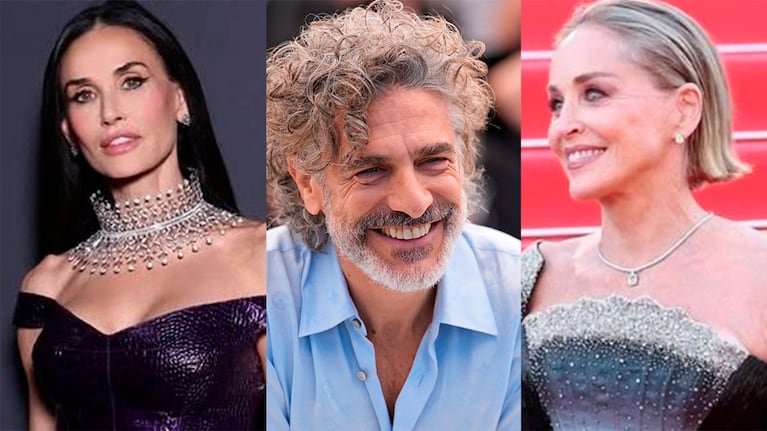 Demi Moore, Leo Sbaraglia y Sharon Stone en el Festival de Cannes 2026 (Fotos: @boucheron, AP y @konahatcher).