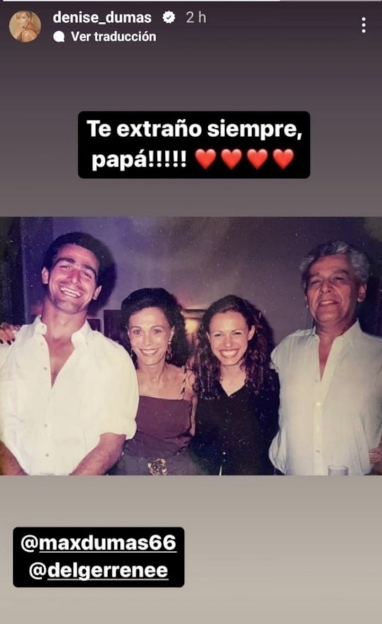 Denise Dumas recordó a su papá a 23 años de su muerte: "Te extraño mucho"