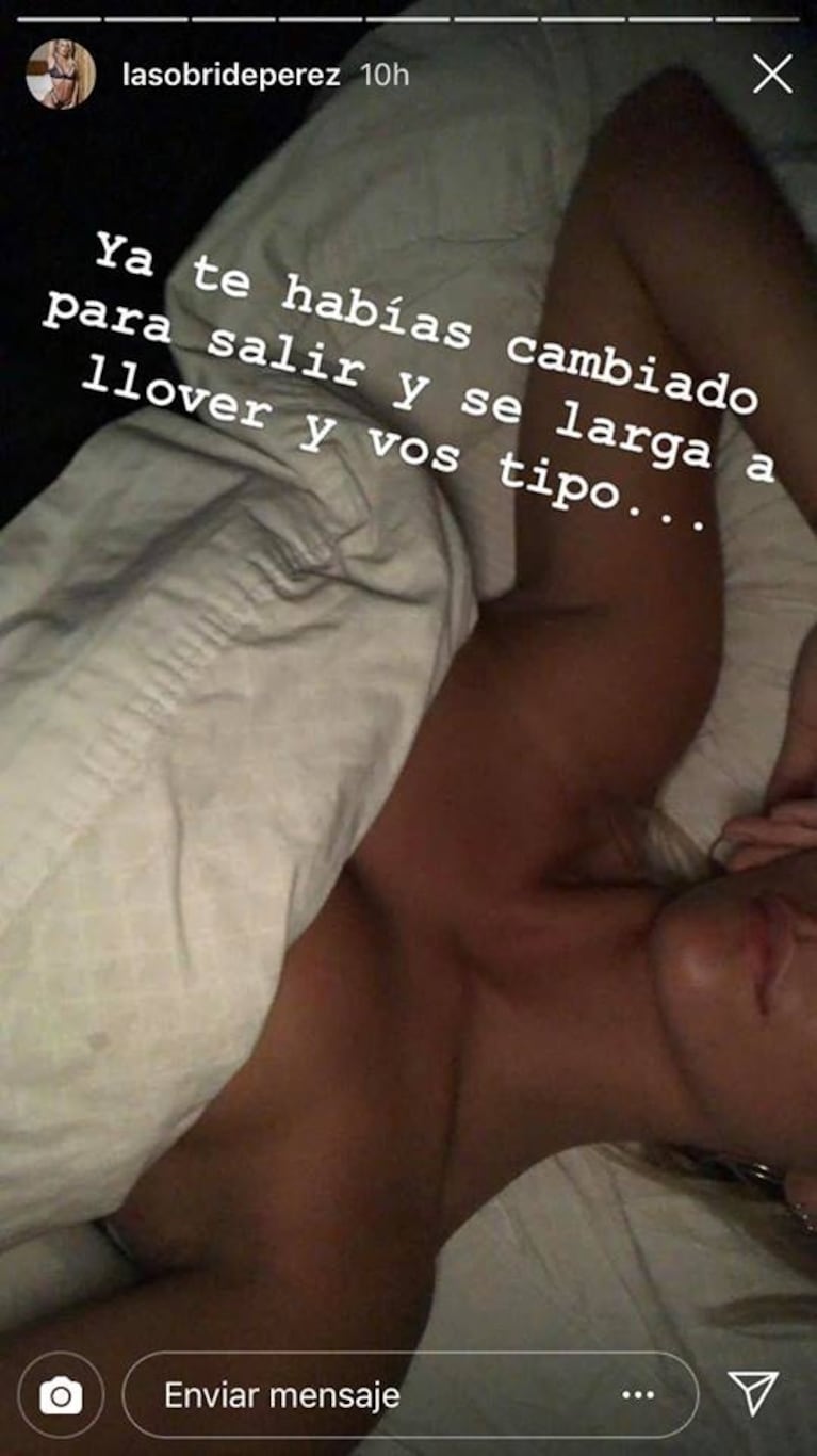 Desde la cama, Sol Pérez se sacó una selfie hot y reveló por qué no salió a bailar con sus amigas