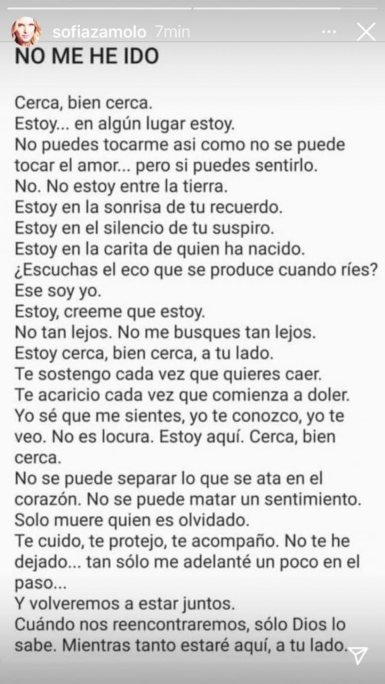 Desgarrador mensaje de Sofía Zámolo por la muerte de su mamá: "No sé cómo voy a hacer sin vos de acá en adelante"