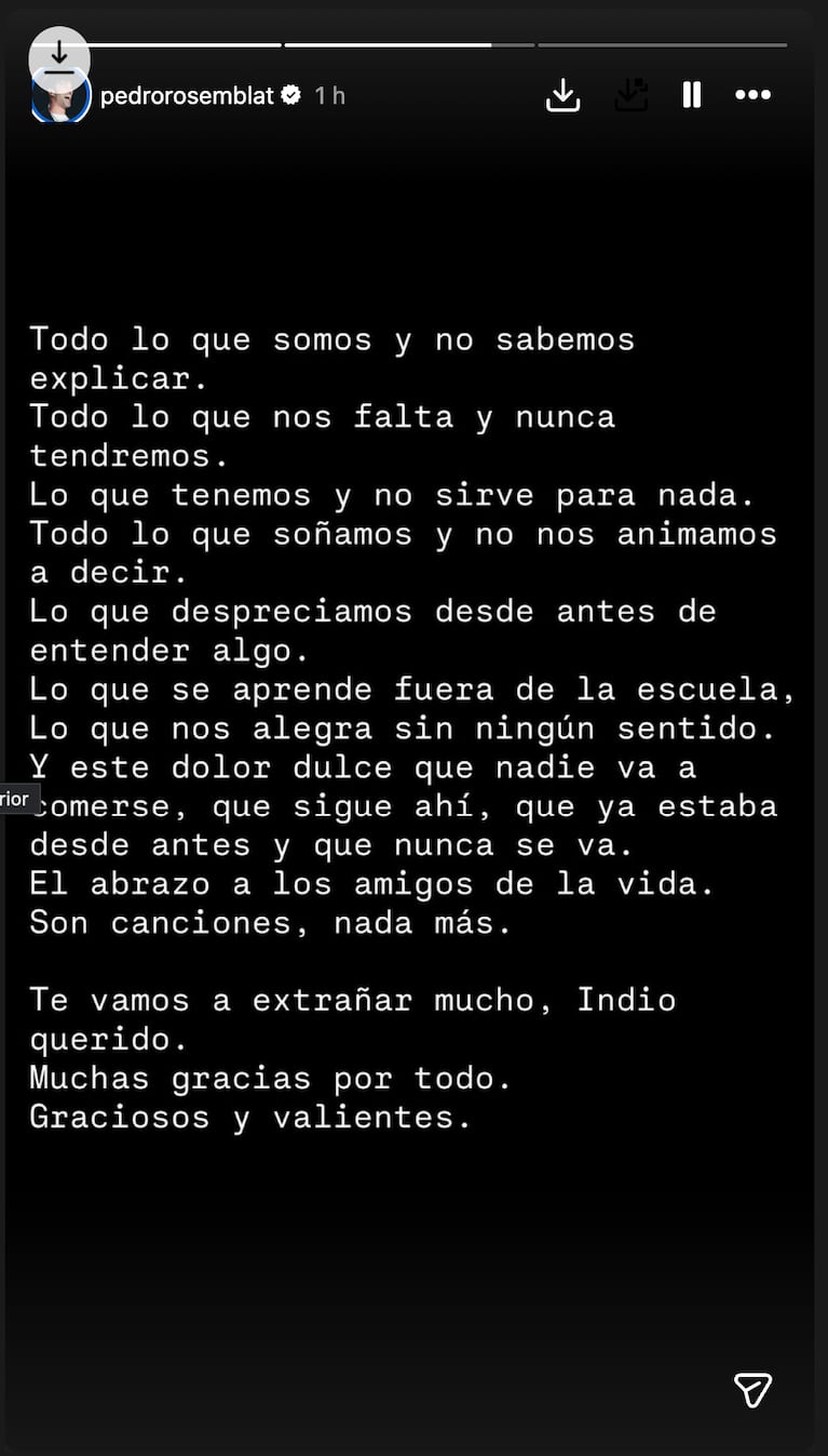 Despedida al Indio Solari de los Famosos. Crédito: Instagram