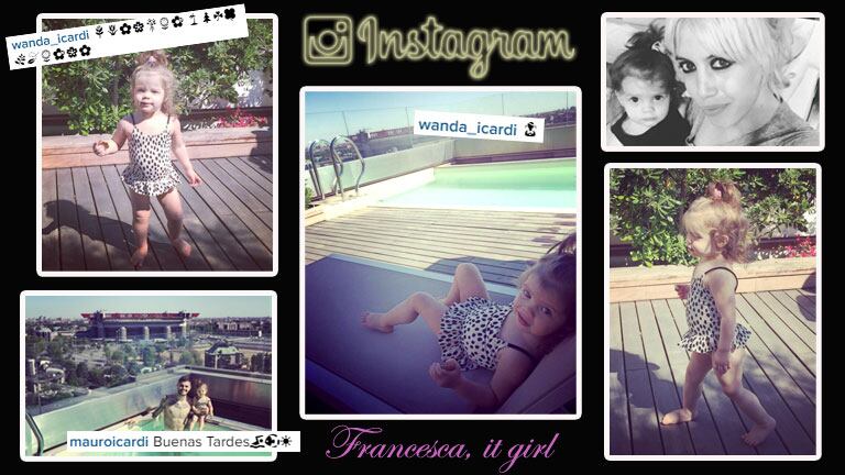¡Día de pileta! Fracesca Icardi, el look animal print de una mini it girl. (Foto: Instagram)