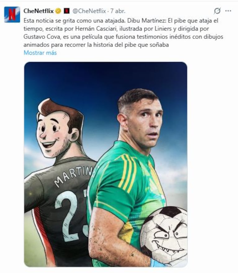 Dibu Martínez tendrá una producción animada (Foto: X/ @chenetflix)