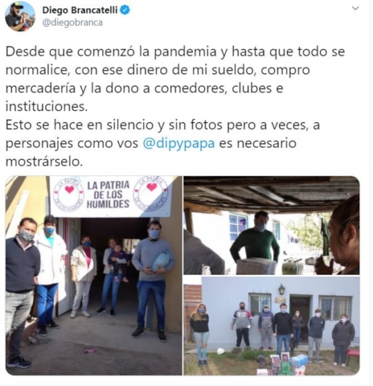 Diego Brancatelli le mostró su recibo de sueldo al Dipy, tras el fuerte cruce: "Tenés que informarte mejor"