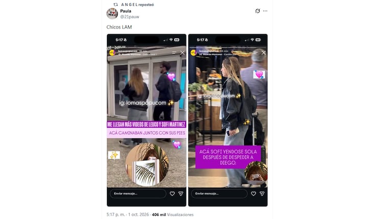 Diego Leuco y Sofi Martínez juntos en el aeropuerto