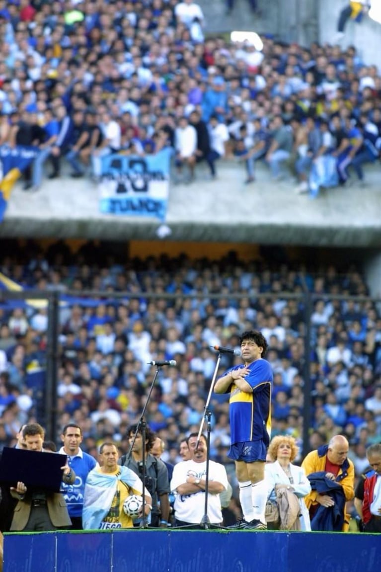Diego Maradona, a 25 años de la despedida en la Bombonera. (Foto: Prensa / Jorge Luengo)