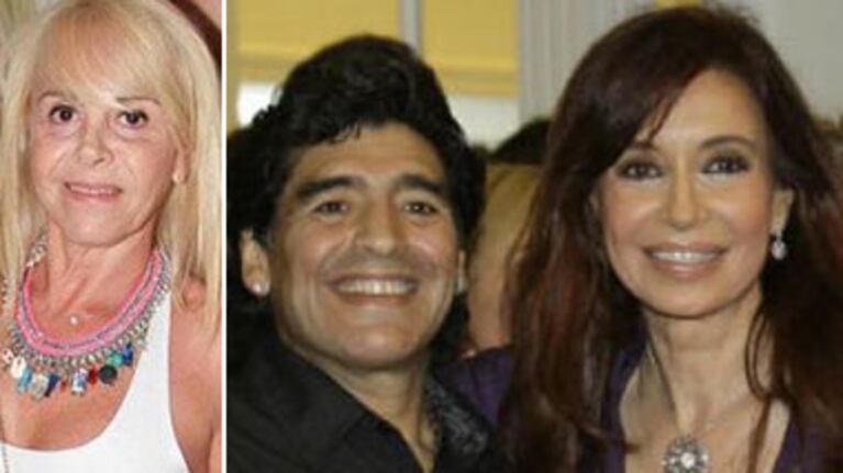 Diego Maradona, Cristina Fernández y Claudia Villafañe.