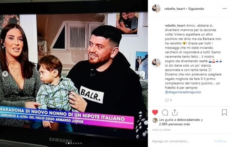 Diego Maradona Jr. espera a su segundo hijo junto a Nunzia Pennino