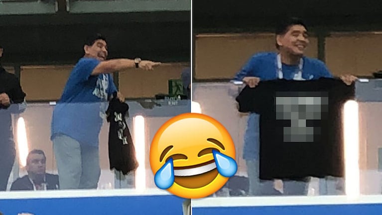 Diego Maradona mostró una insólita remera que mostró Diego Maradona en la previa de Argentina – Croacia