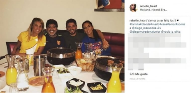 Diego Maradona y Rocío Oliva, reconciliados en Holanda: cena y bowling junto a Diego Junior y su esposa