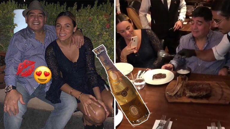 Diego Maradona y Rocío Oliva tuvieron una romántica cena de novios. (Foto: Instagram)