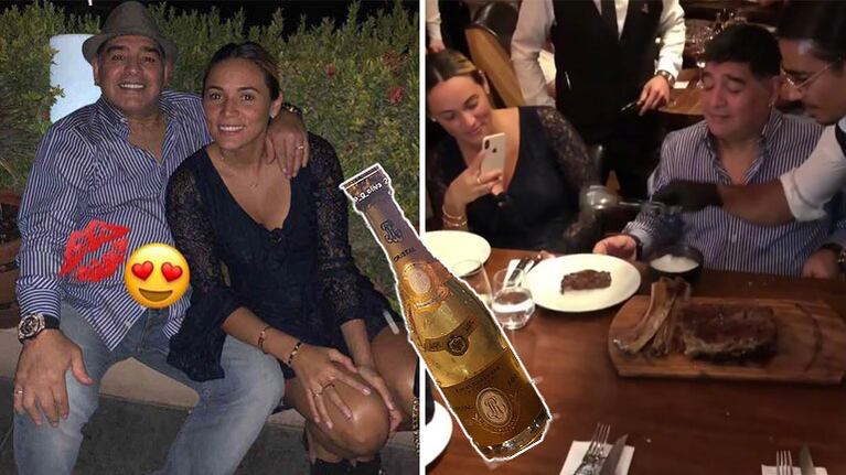 Diego Maradona y Rocío Oliva tuvieron una romántica cena de novios. (Foto: Instagram)