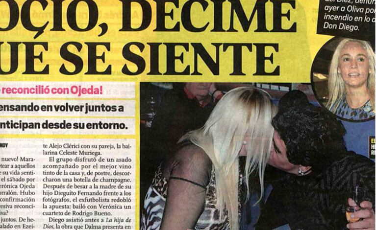 Diego Maradona y Verónica Ojeda, mimosos el último sábado (Foto: Diario MUY). 