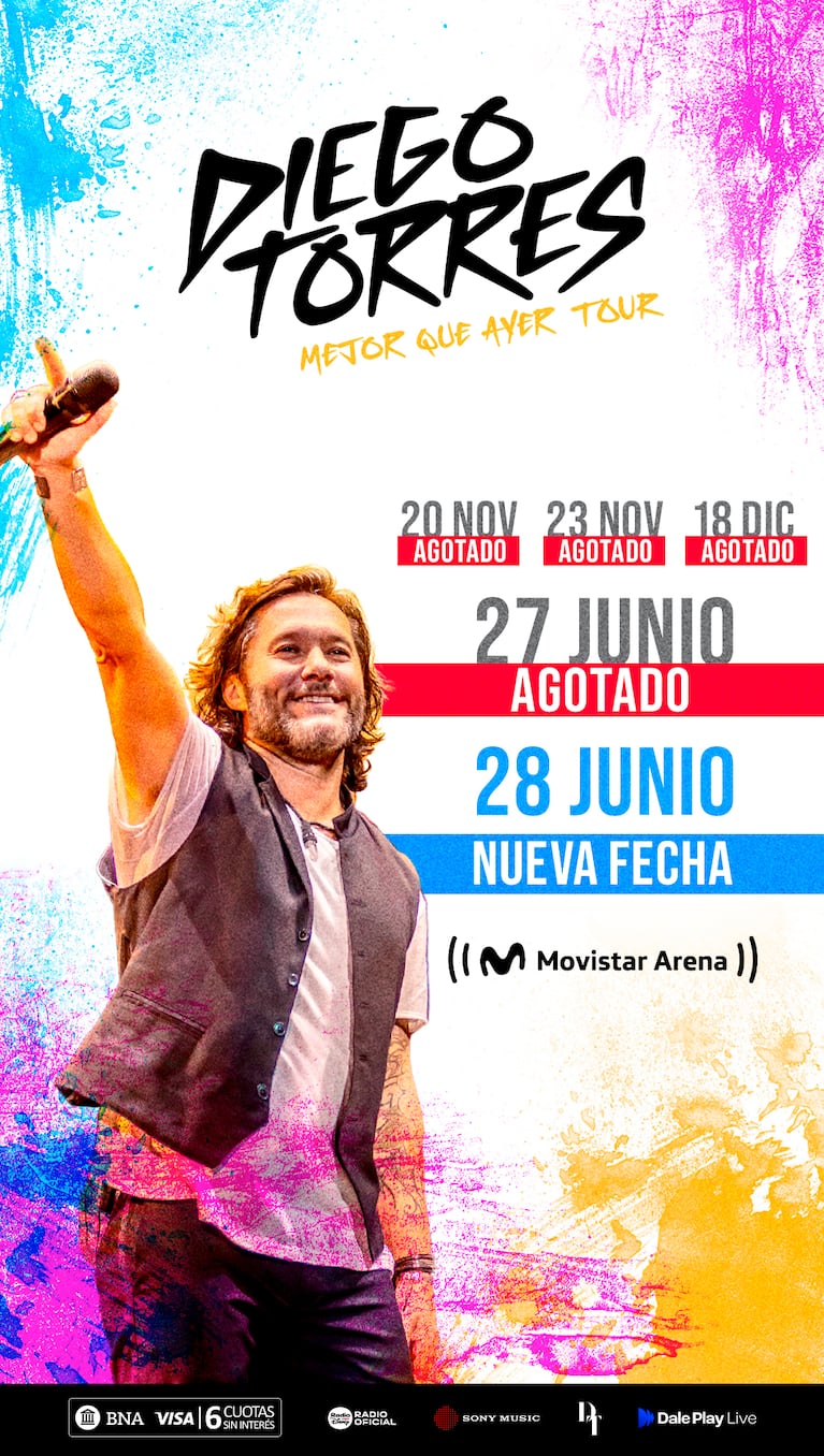 DIEGO TORRES AGOTA CUATRO MOVISTAR ARENA Y SUMA UNA NUEVA NOCHE EN BUENOS AIRES CELEBRANDO 30 AÑOS DE CARRERA