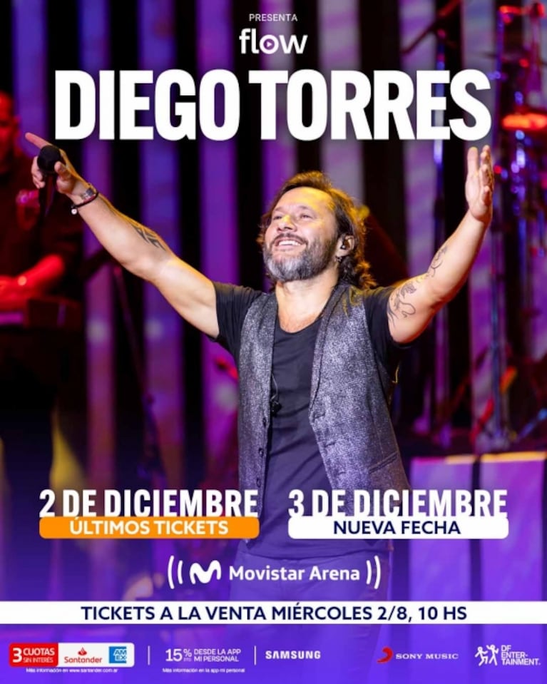 Diego Torres confirma una nueva fecha en Movistar Arena: cómo comprar las entradas