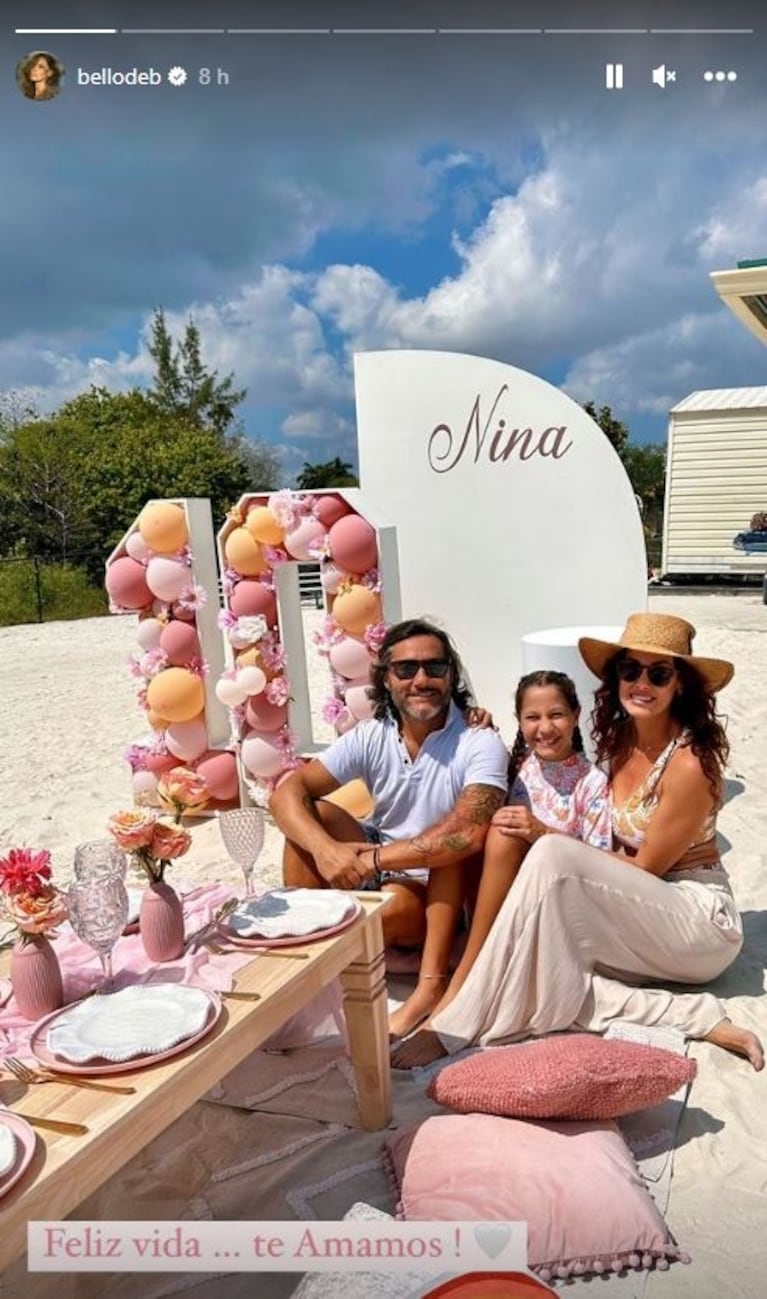 Diego Torres y Débora Bello, juntos en el cumpleaños de Nina en 2023.