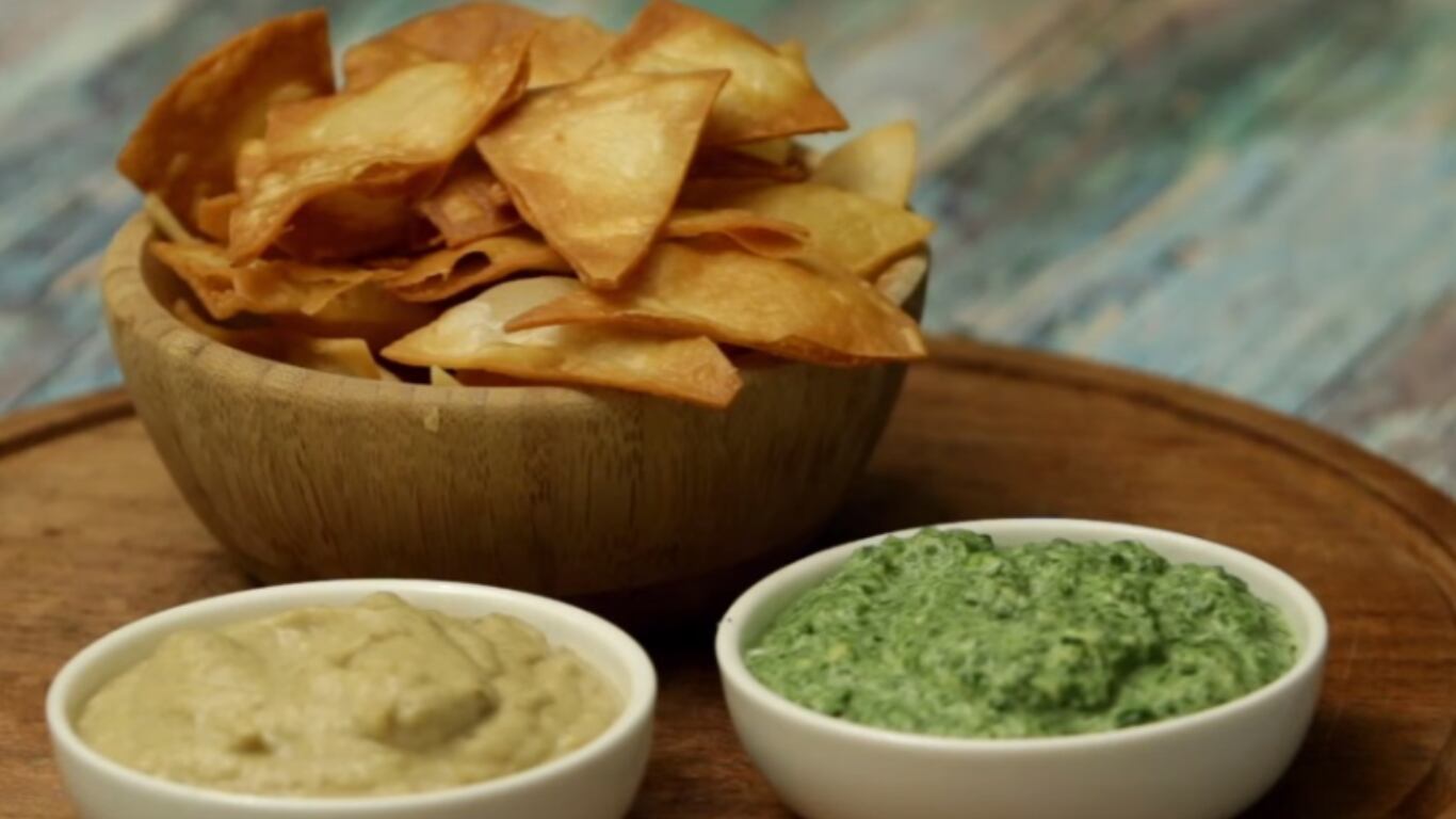 dips, caseros, espinaca, berenjena
