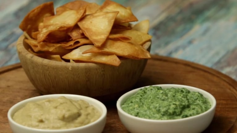 dips, caseros, espinaca, berenjena