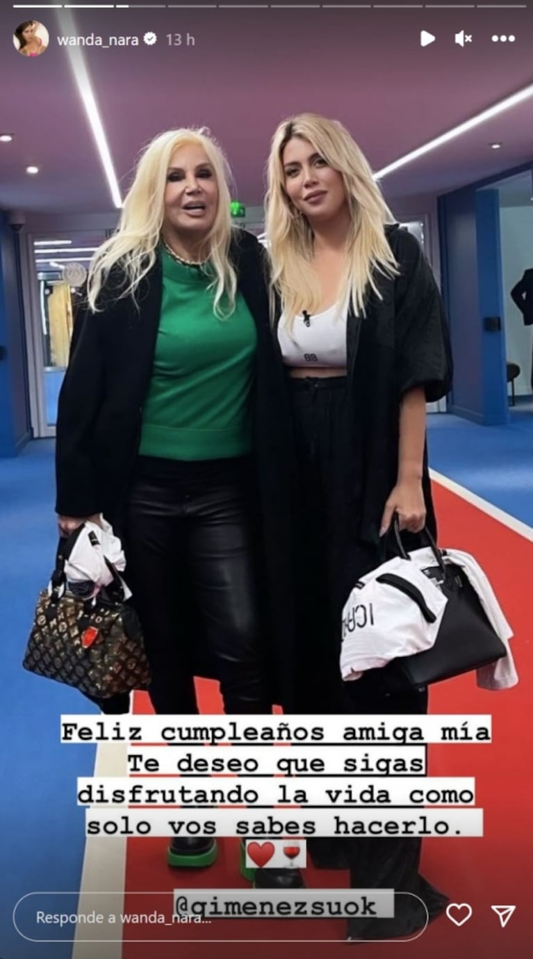 "Disfrutá de la vida como vos sabés": el tierno mensaje de Wanda Nara para Susana Giménez
