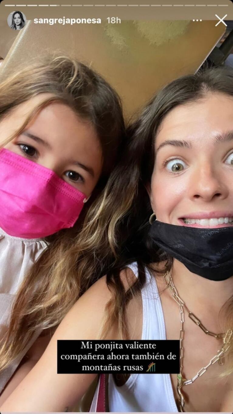Divertida postal de China Suárez junto a Rufina en una montaña rusa: "Mi ponjita valiente"