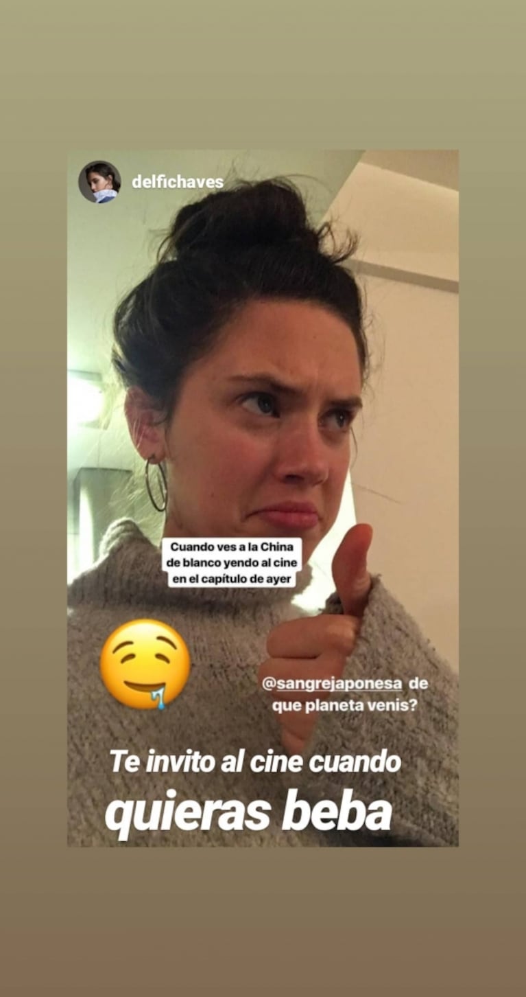 Divertida reacción de Delfina Chaves por una escena de la China Suárez en ATAV:
