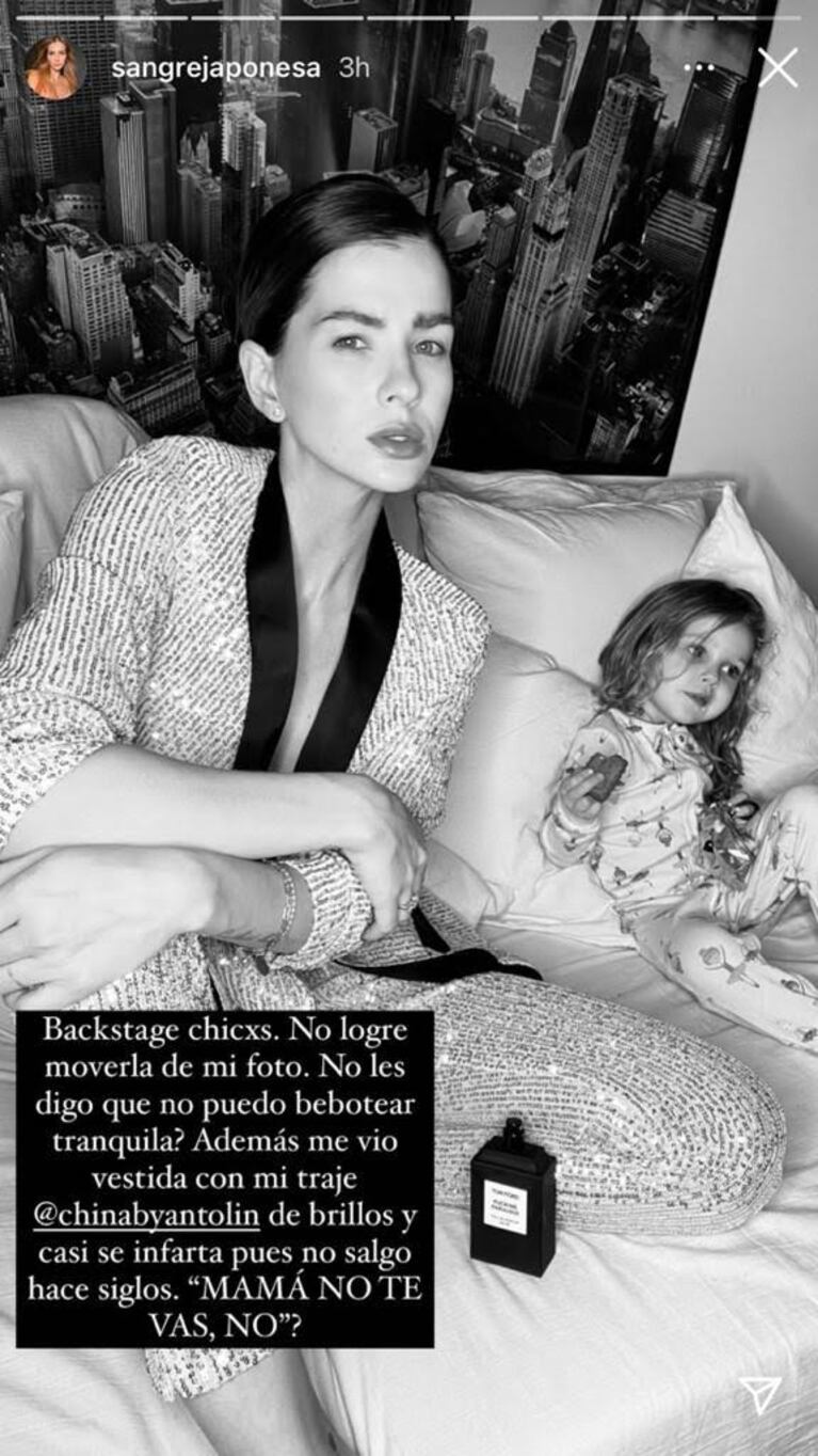 Divertida reacción de Magnolia al ver a China Suárez vestida para salir: "Mamá, no te vas, ¿no?" 