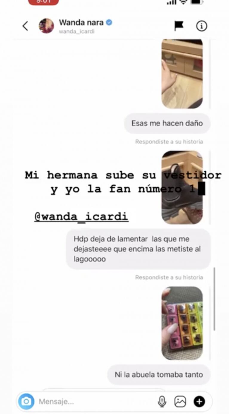 Divertida reacción de Zaira al ver el vestidor de Wanda Nara en las redes: "Inalcanzable para los mortales"