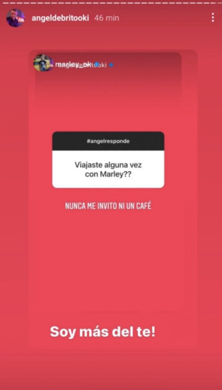 Divertido cruce de "chicanas" de Ángel de Brito con Marley: "Nunca me invitó ni un café"