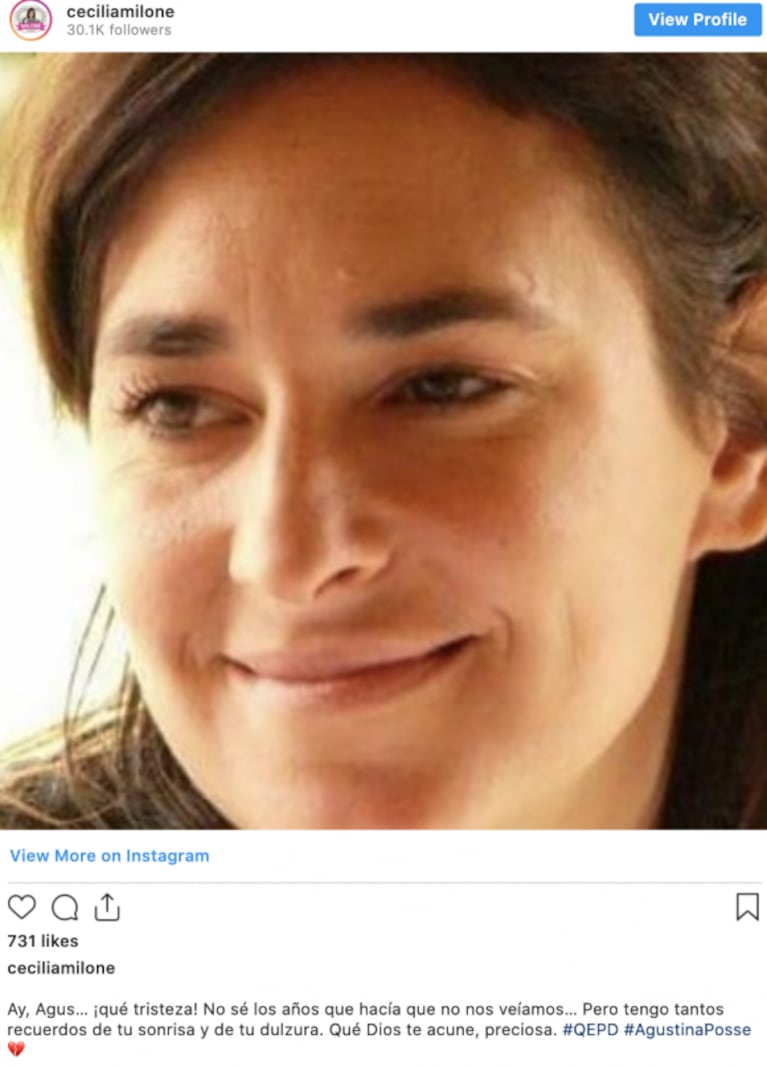 Dolor por la muerte de Agustina Posse: sus amigos actores la despidieron en las redes 