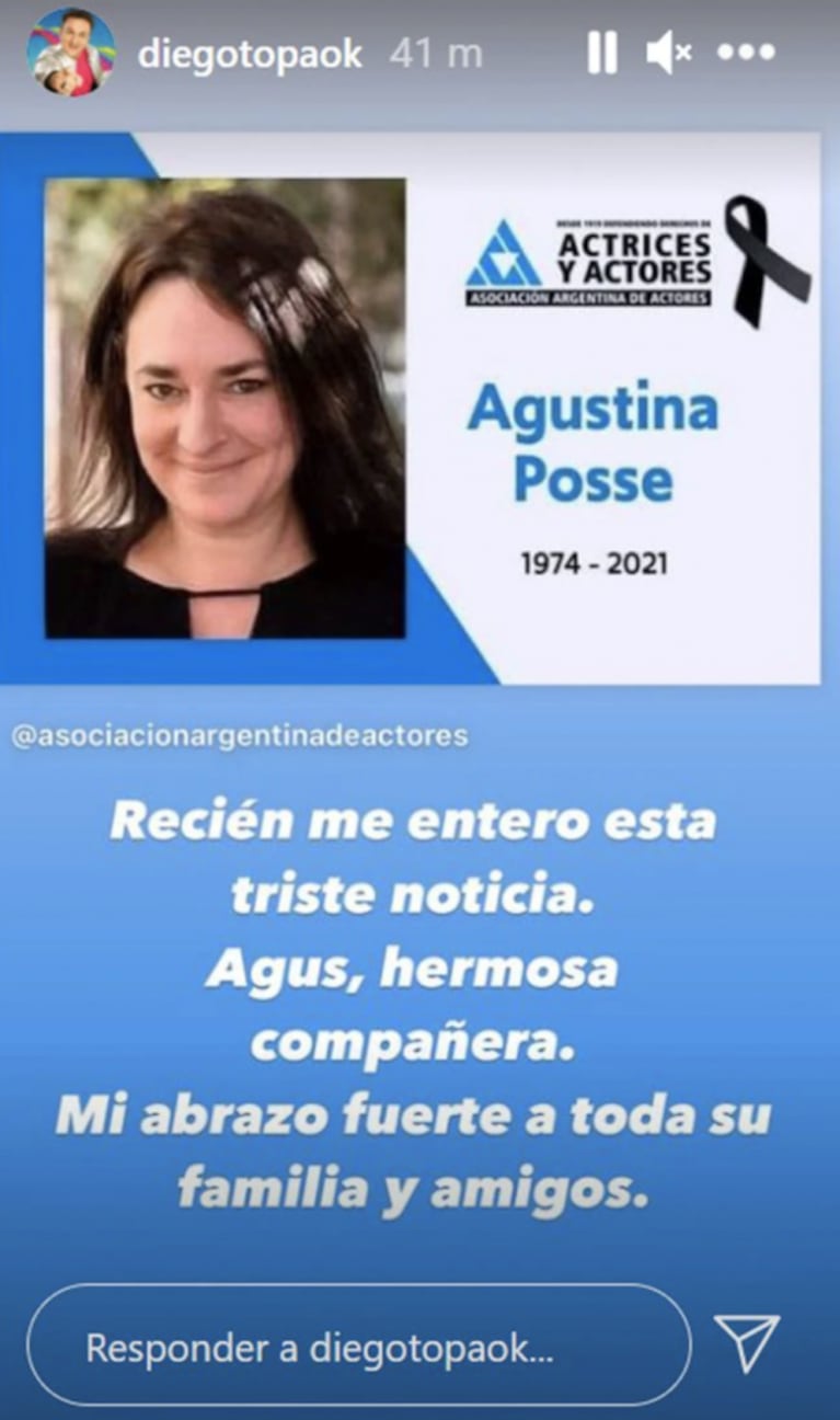Dolor por la muerte de Agustina Posse: sus amigos actores la despidieron en las redes 