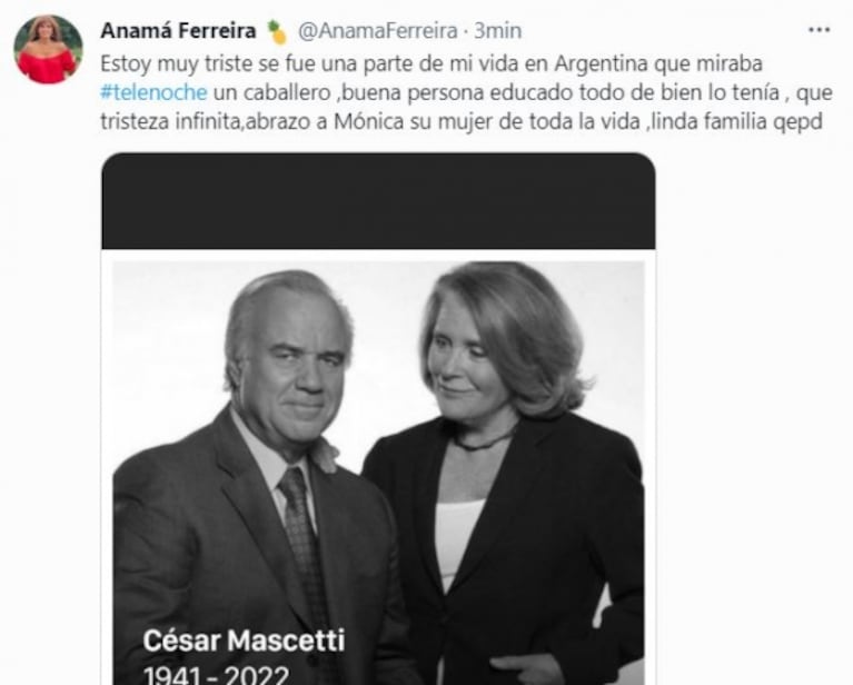 Dolor por la muerte de César Mascetti: los mensajes de despedida de los famosos en las redes