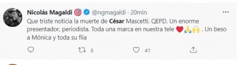 Dolor por la muerte de César Mascetti: los mensajes de despedida de los famosos en las redes