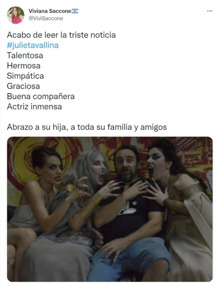 Dolor por la muerte de Julieta Vallina: los famosos la despidieron con tristeza en las redes 
