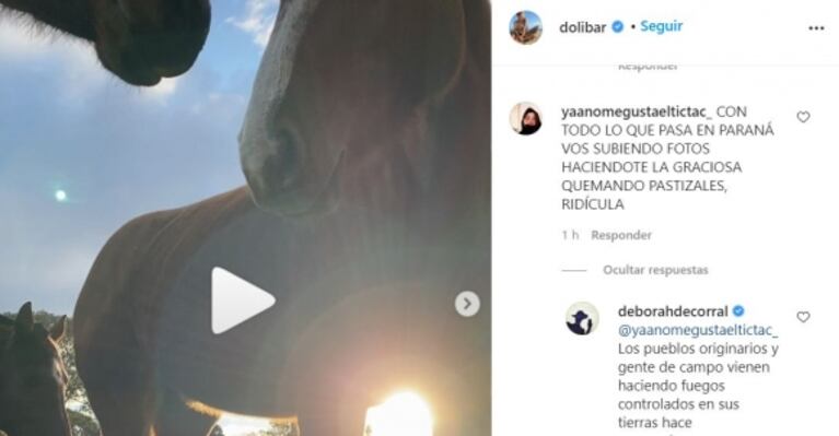 Dolores Barreiro y su novio, envueltos en una polémica por subir unas fotos "festivas" mostrando quema de pastizales