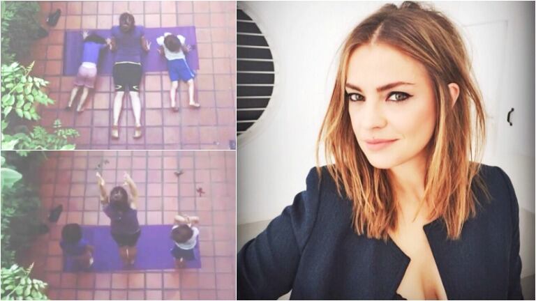 Dolores Fonzi les enseña yoga a sus hijos (Fotos: Captura e Instagram)