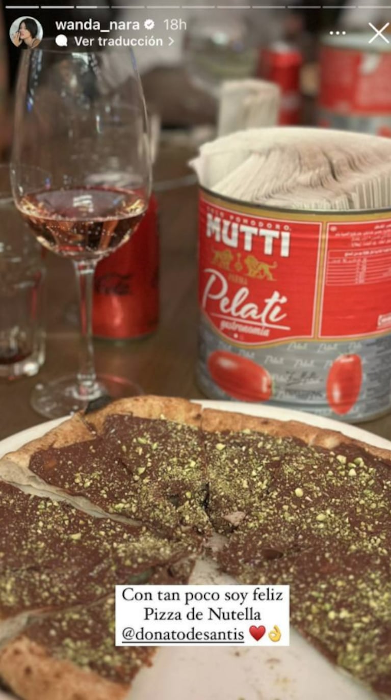 Donato de Santis les preparó a Wanda y Zaira Nara una pizza de Nutella