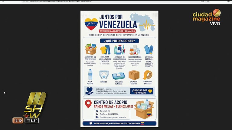 Dónde ayudar en Argentina a Venezuela (Foto: captura de Mshow).