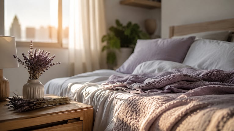 Dormir con flores de lavanda reduce la activación del sistema nervioso simpático. Foto: IA