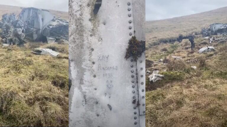Dos excursionistas sorprendidas al encontrar los restos de un avión estrellado abandonado en una montaña de Escocia