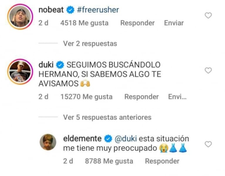 Duki, Emilia Mernes y más amigos de Rusherking comentaron picantes el posteo de El Demente sobre su viaje con China Suárez