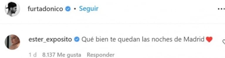 Dulce reacción de Ester Expósito ante un retrato de Nicolás Furtado en España