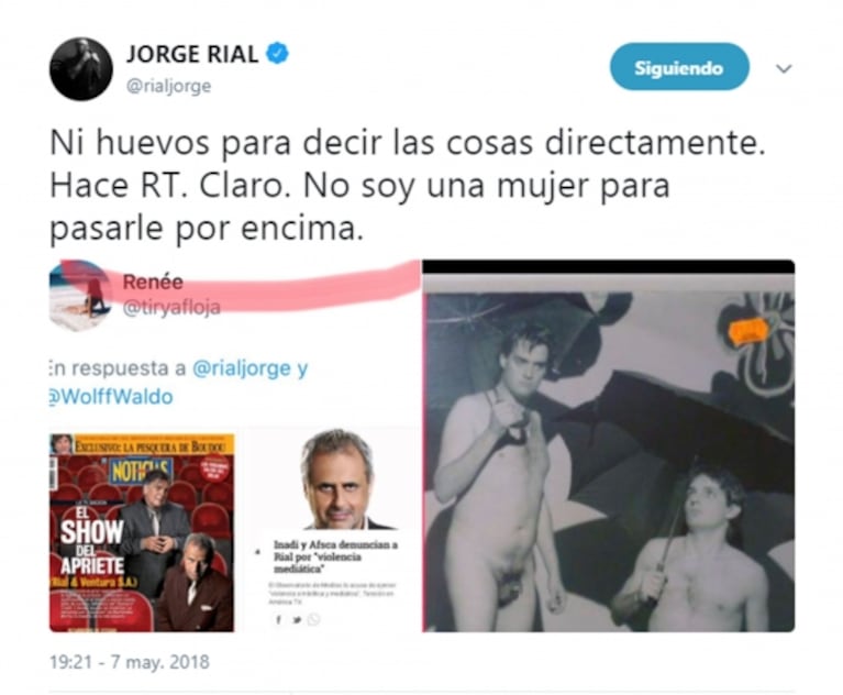 Durísimo tweet de Jorge Rial contra Roberto Pettinato: "Ni huevos para decir las cosas directamente; hace RT"