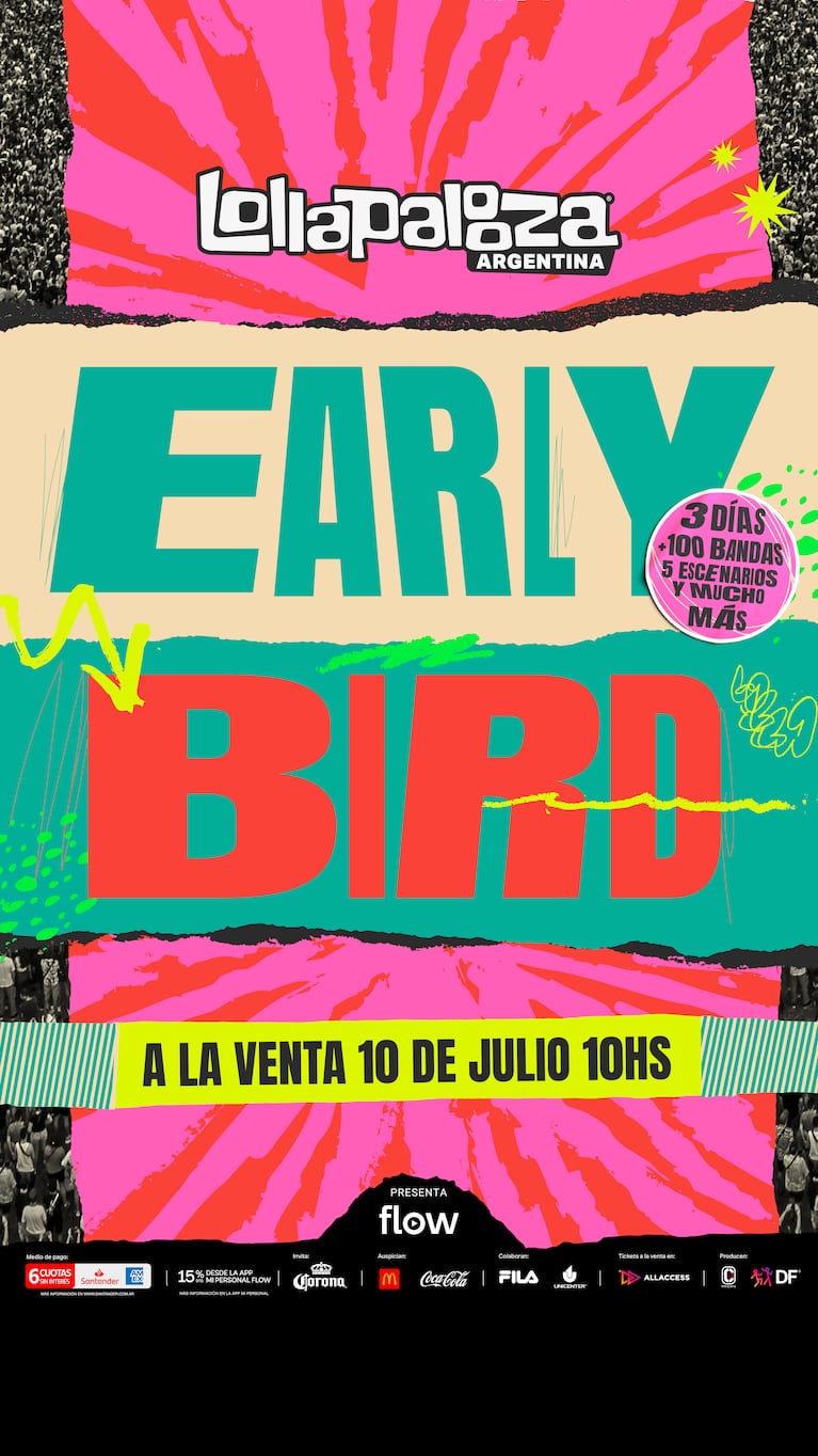 Early Bird, (abono para los 3 días del festival) a la venta a partir del jueves 10 de julio a las 10:00 horas
