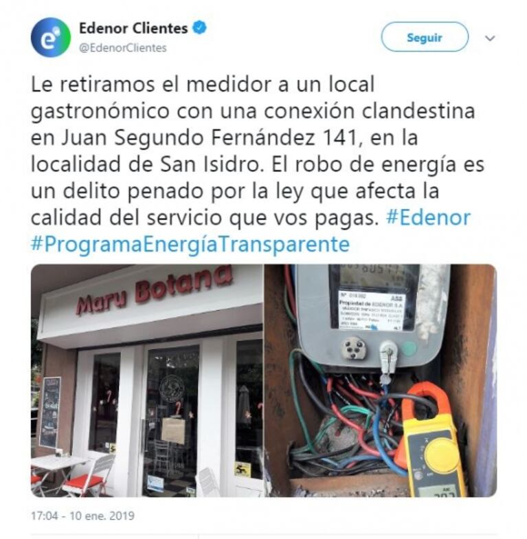 Edenor escrachó un local de Maru Botana por estar colgado de la luz: la reacción de la cocinera y su aclaración