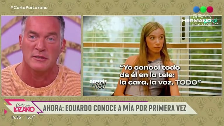 Eduardo Carrera y su hija Mía (Foto: captura de Telefé).
