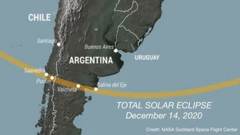 El 14 de diciembre, único eclipse total de sol de 2020. Foto: DPA.