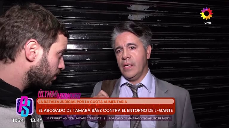 El abogado de Tamara Báez habló del incumpliento de la cuota alimentaria de L-Gante (Foto: captura de eltrece).