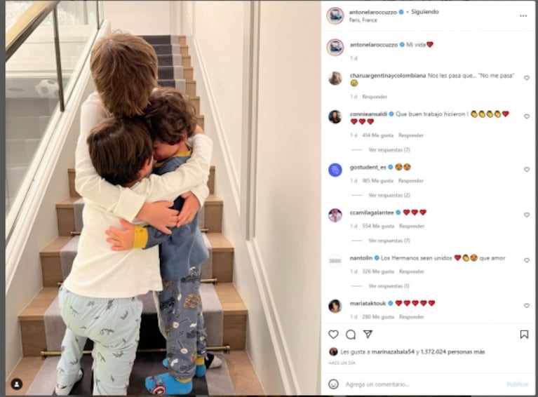 El abrazo de los hijos de Messi y Antonela Roccuzzo que enterneció a todos