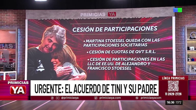 El acuerdo que Tini Stoessel le propone a su padre Alejandro Stoessel (Foto: captura de América).