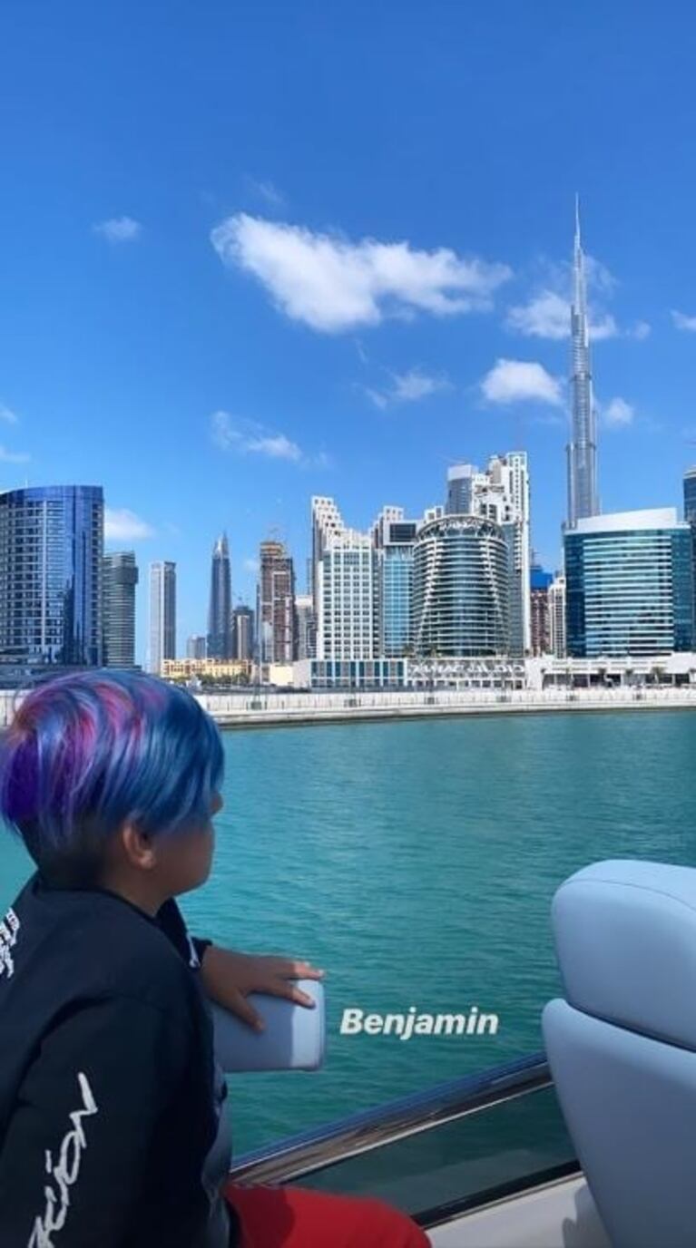 El álbum de las lujosas vacaciones del Kun Agüero con su hijo Benjamín y su novia en Dubai